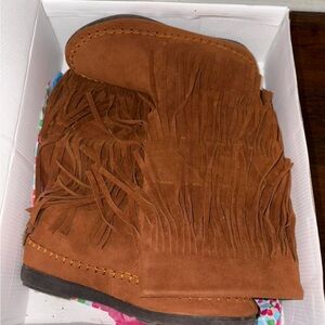 Rampage Women's Brown Moccasins with Fringe